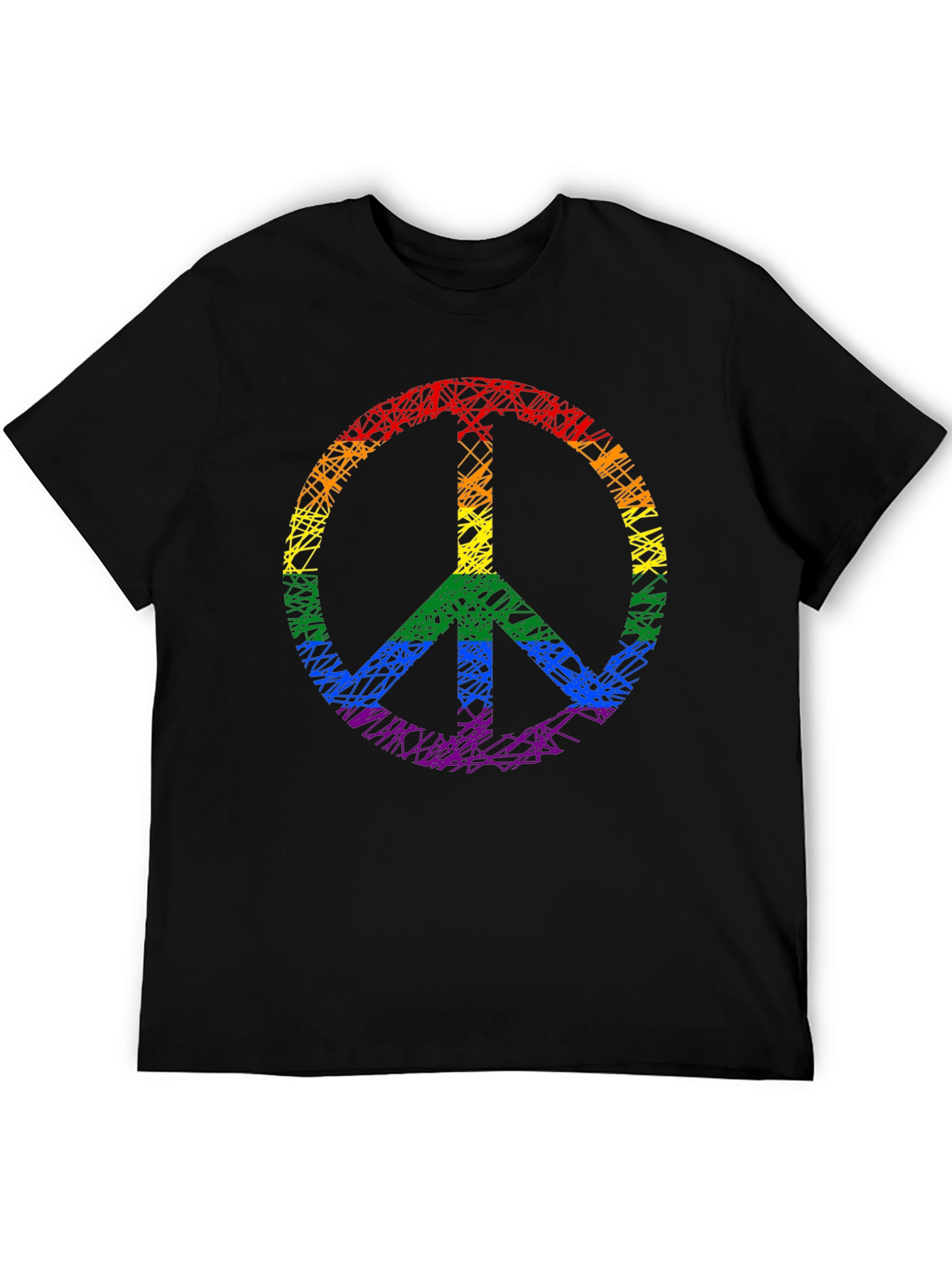 Rainbow Peace Sign Black T-Shirt