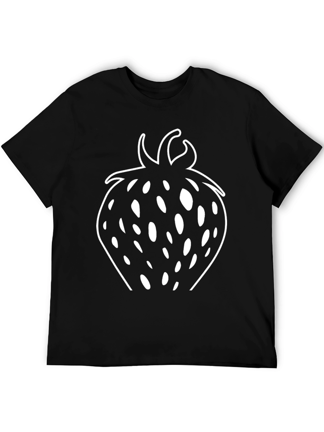 Strawberry Graphic Tee - Black Cotton T-Shirt