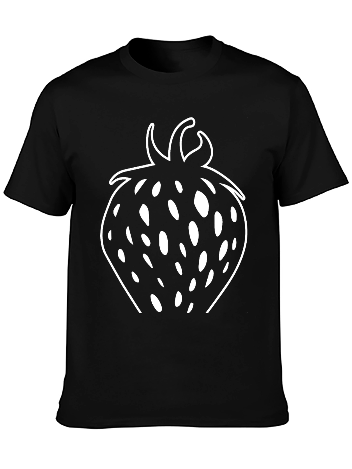 Strawberry Graphic Tee - Black Cotton T-Shirt