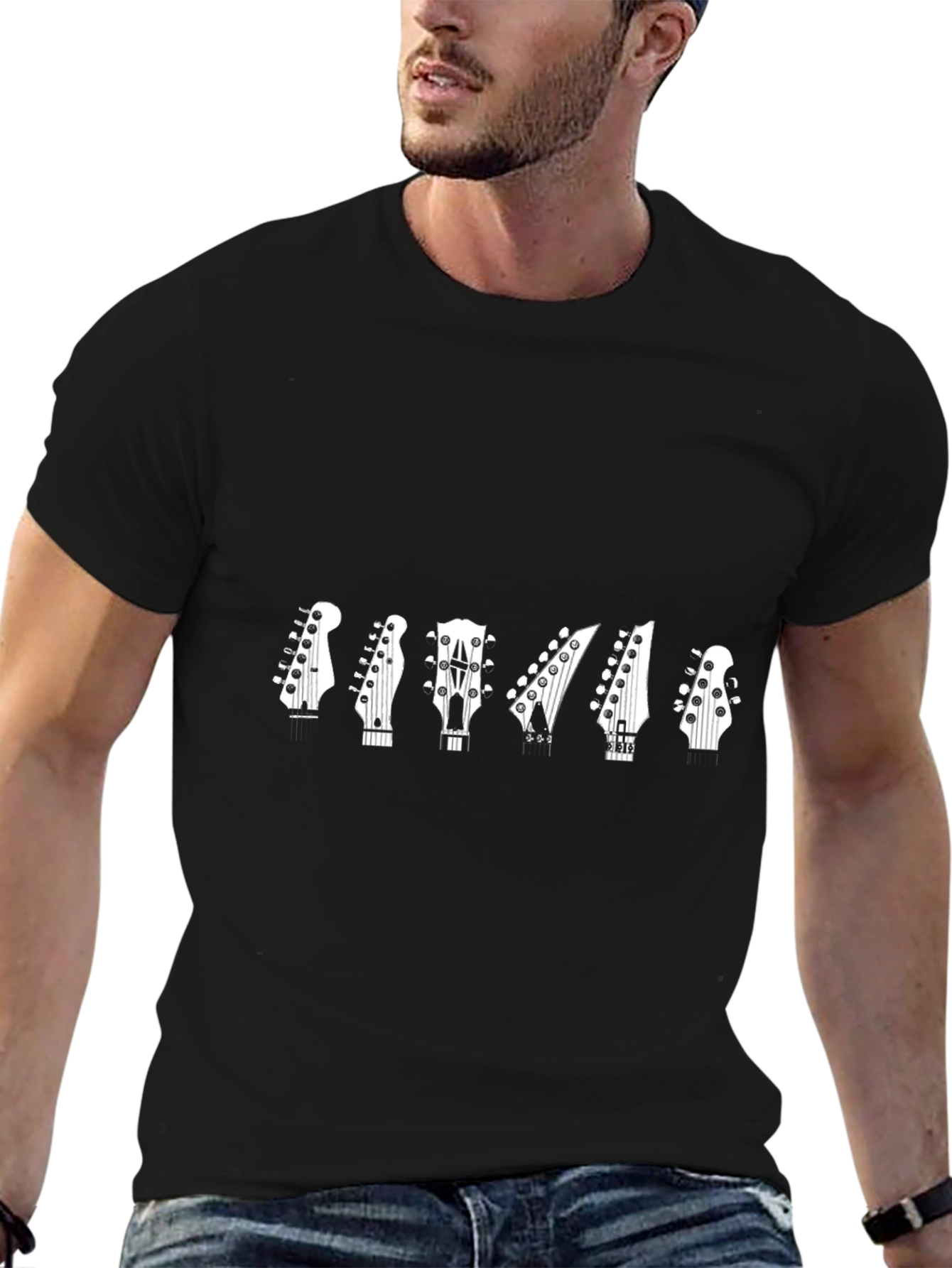 Guitar Headstock Graphic Tee - Black