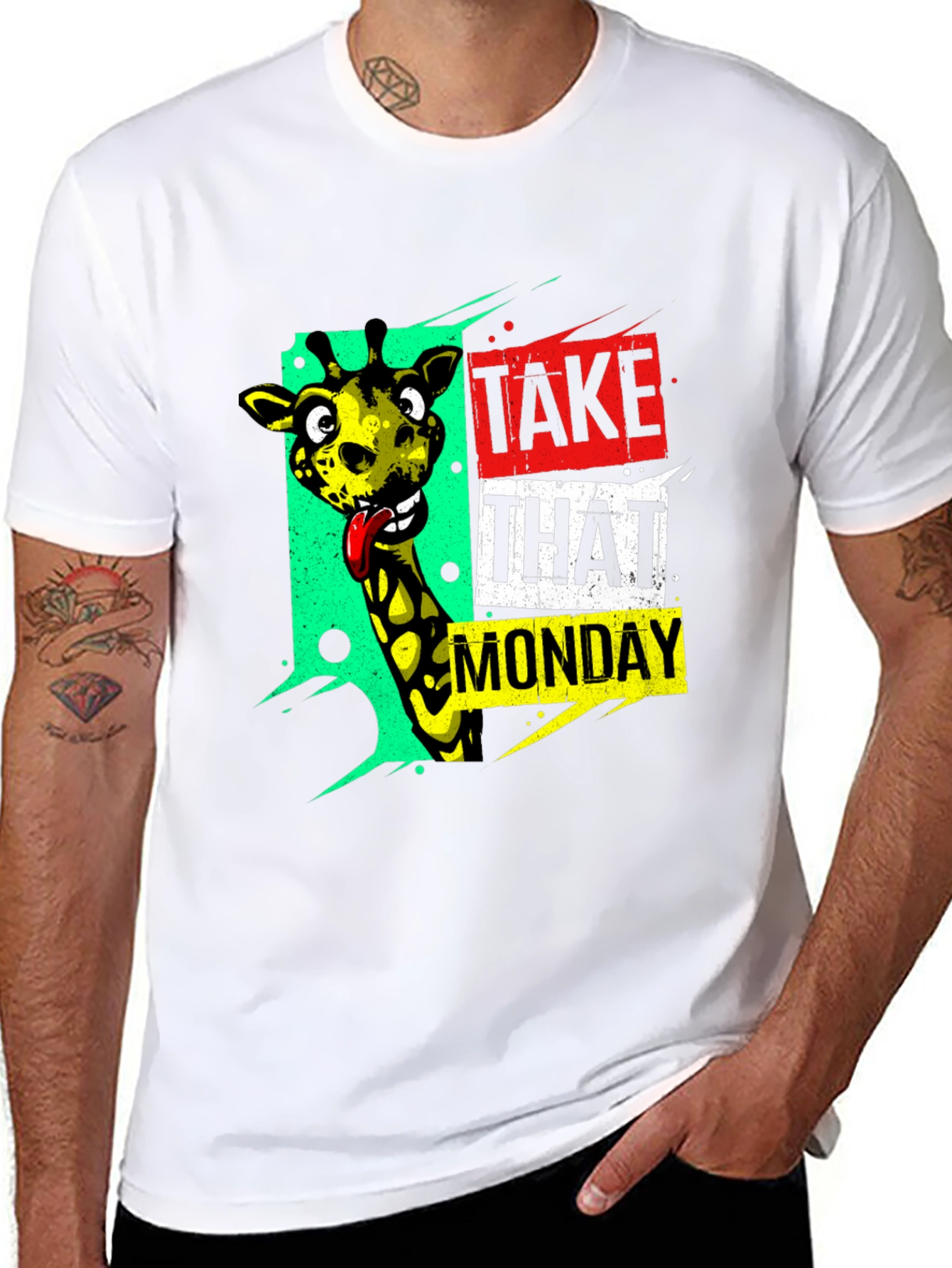 Funny Giraffe Take That Monday Graphic T-Shirt