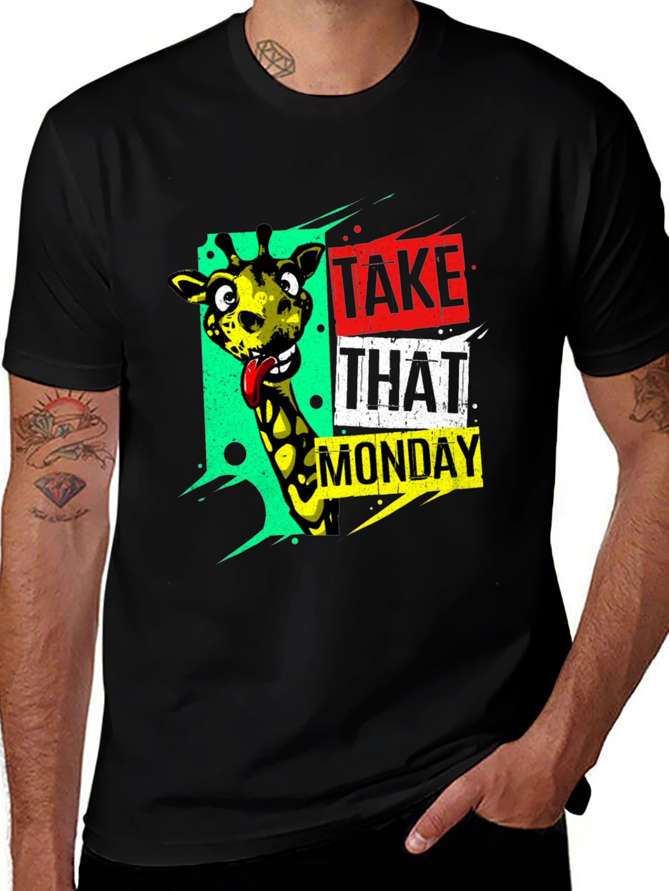 Funny Giraffe Take That Monday Graphic T-Shirt