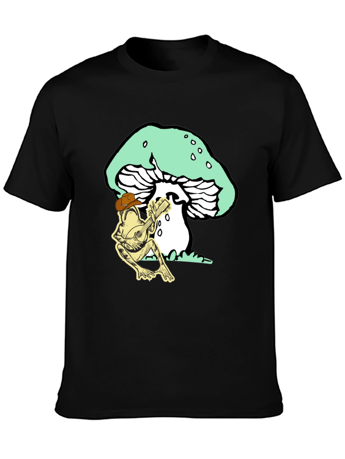 Frog Playing Guitar Mushroom T-Shirt