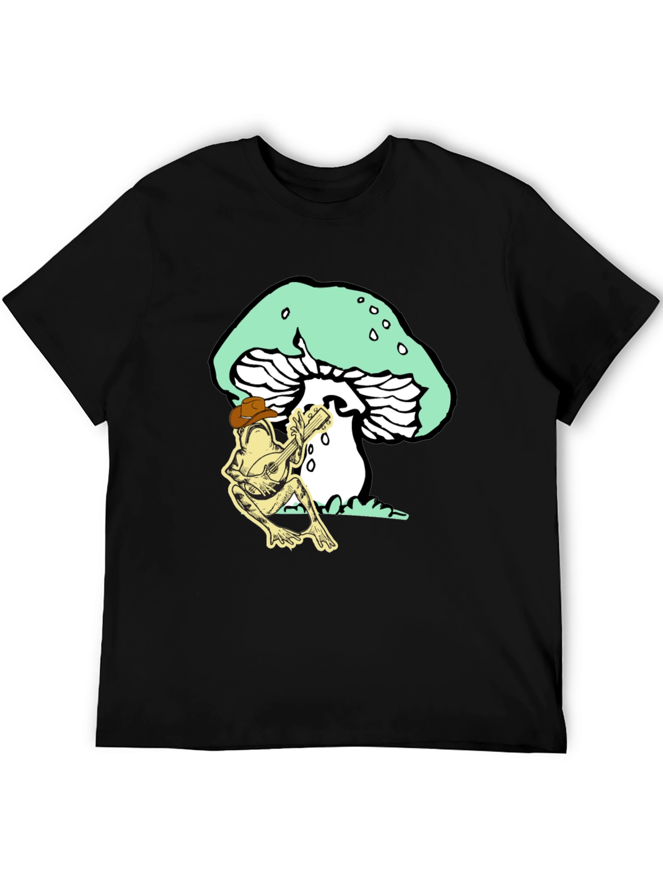 Frog Playing Guitar Mushroom T-Shirt