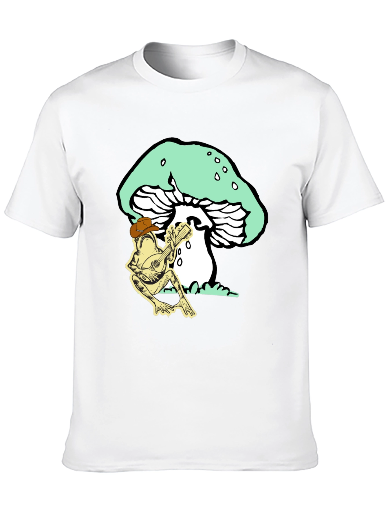 Frog Playing Guitar Mushroom T-Shirt