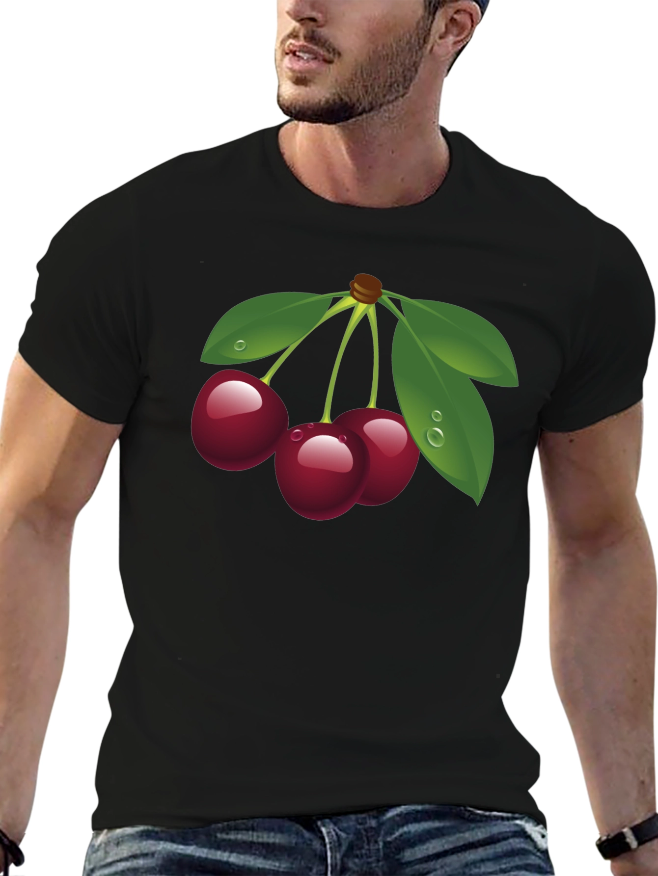 Cherry Graphic Black T-Shirt