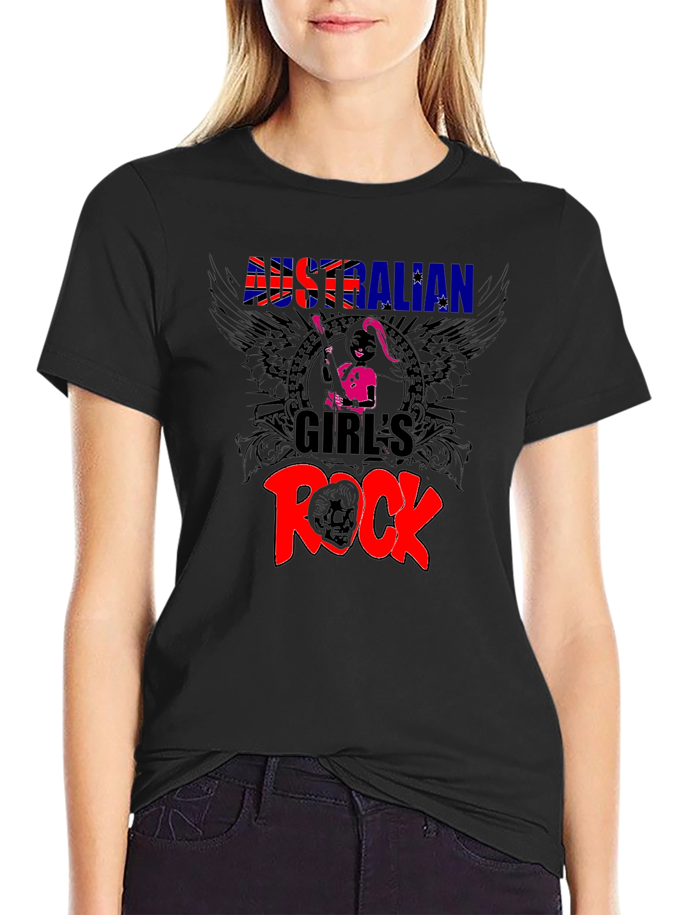 Australian Girls Rock Black T-Shirt