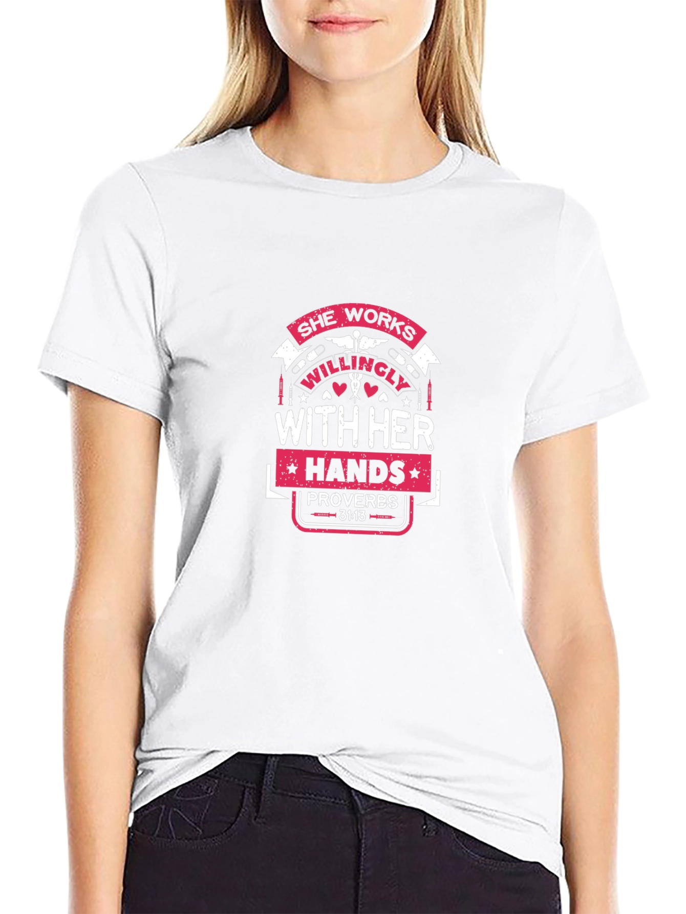 She Works Willingly Proverbs T-Shirt