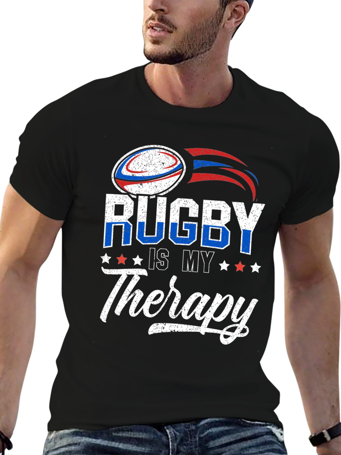 Rugby Is My Therapy Graphic T-Shirt