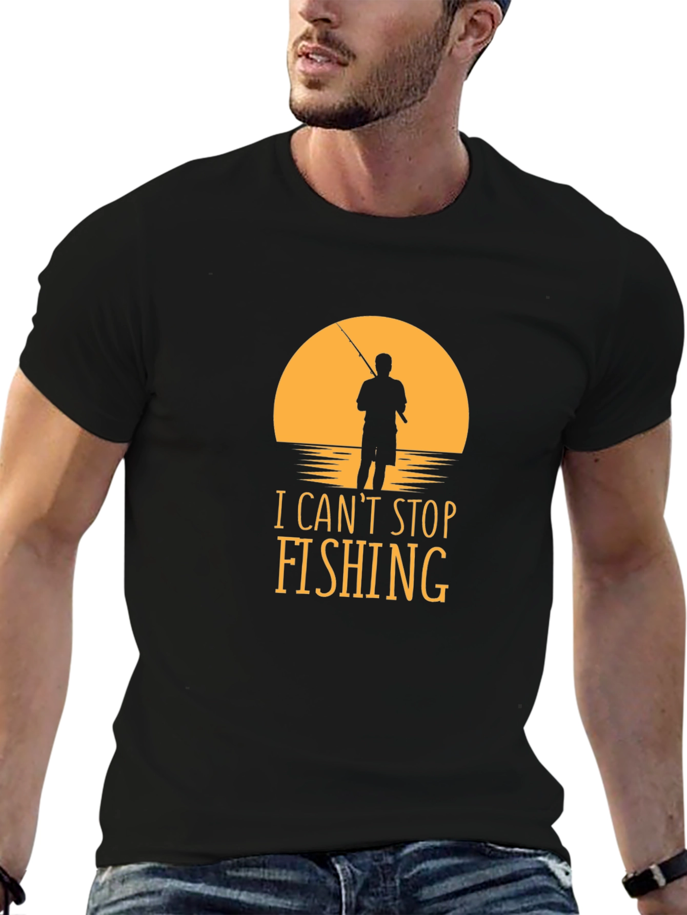 I Cant Stop Fishing T-Shirt - Black