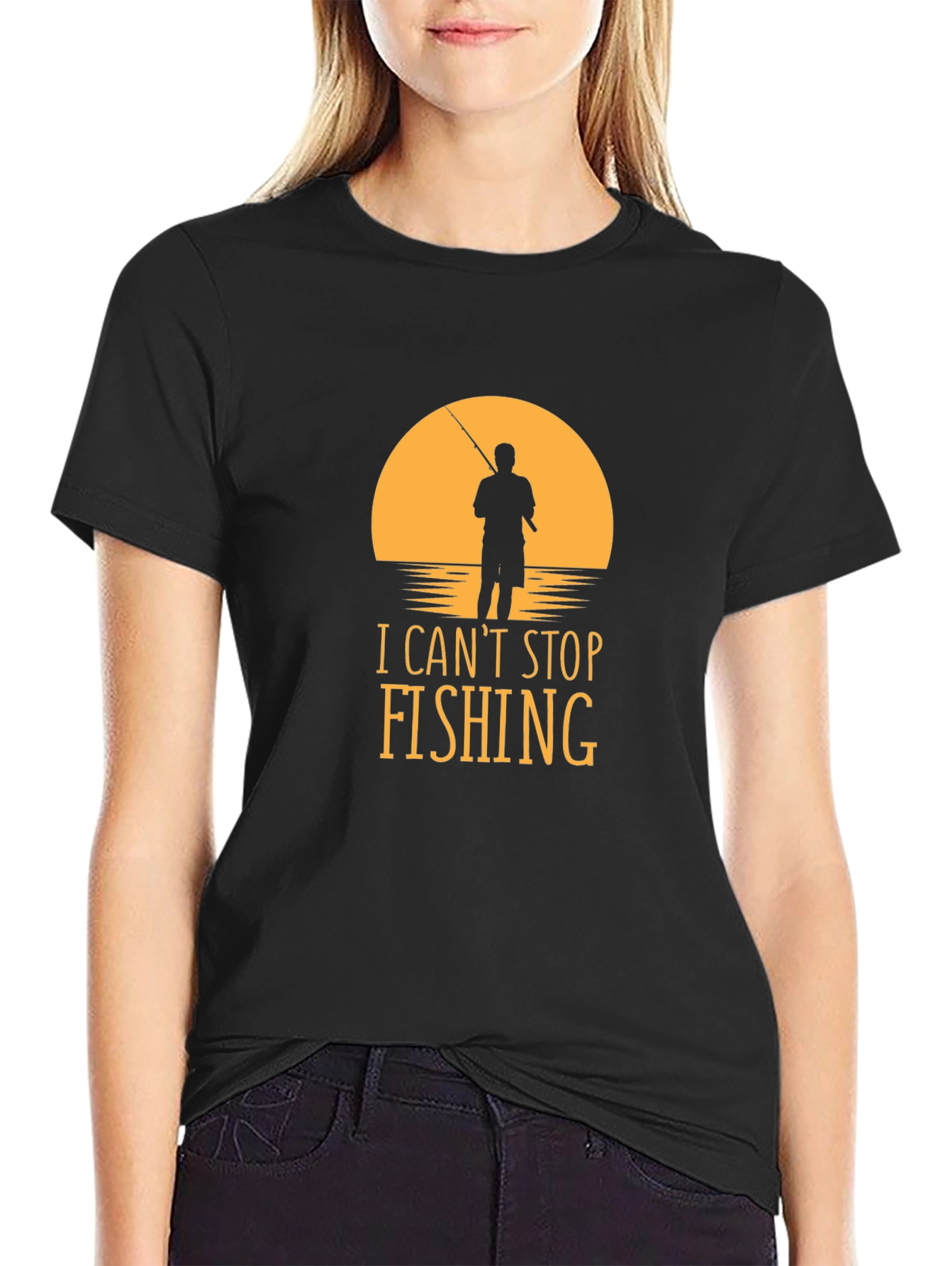 I Cant Stop Fishing T-Shirt - Black