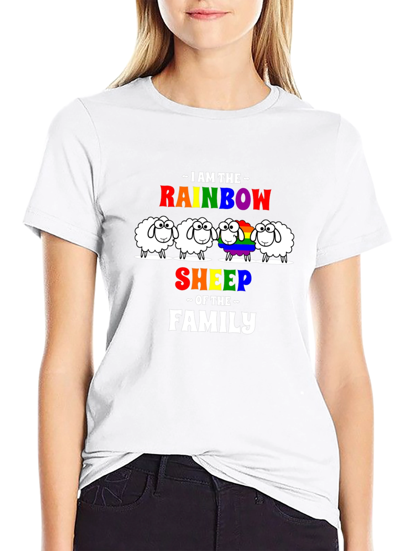 Rainbow Sheep Family Graphic Tee