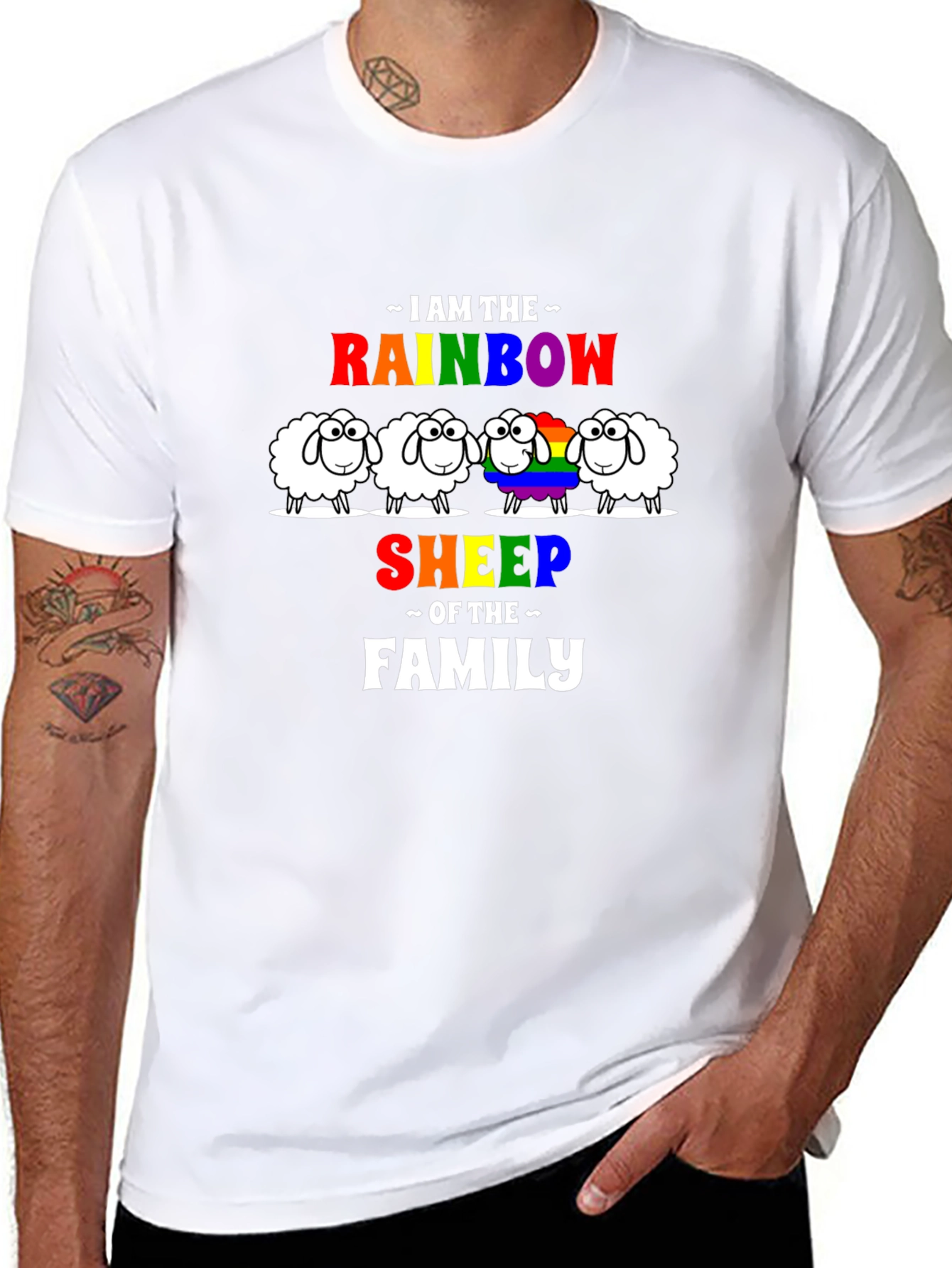 Rainbow Sheep Family Graphic Tee