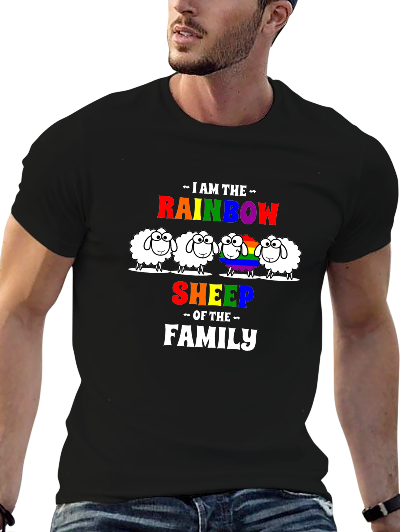 Rainbow Sheep Family Graphic Tee