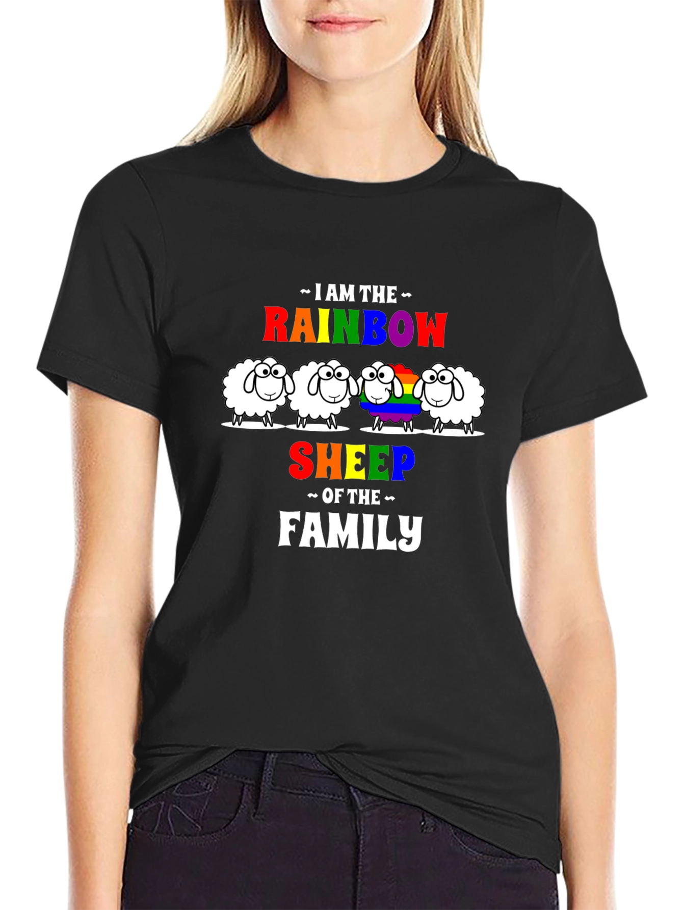 Rainbow Sheep Family Graphic Tee