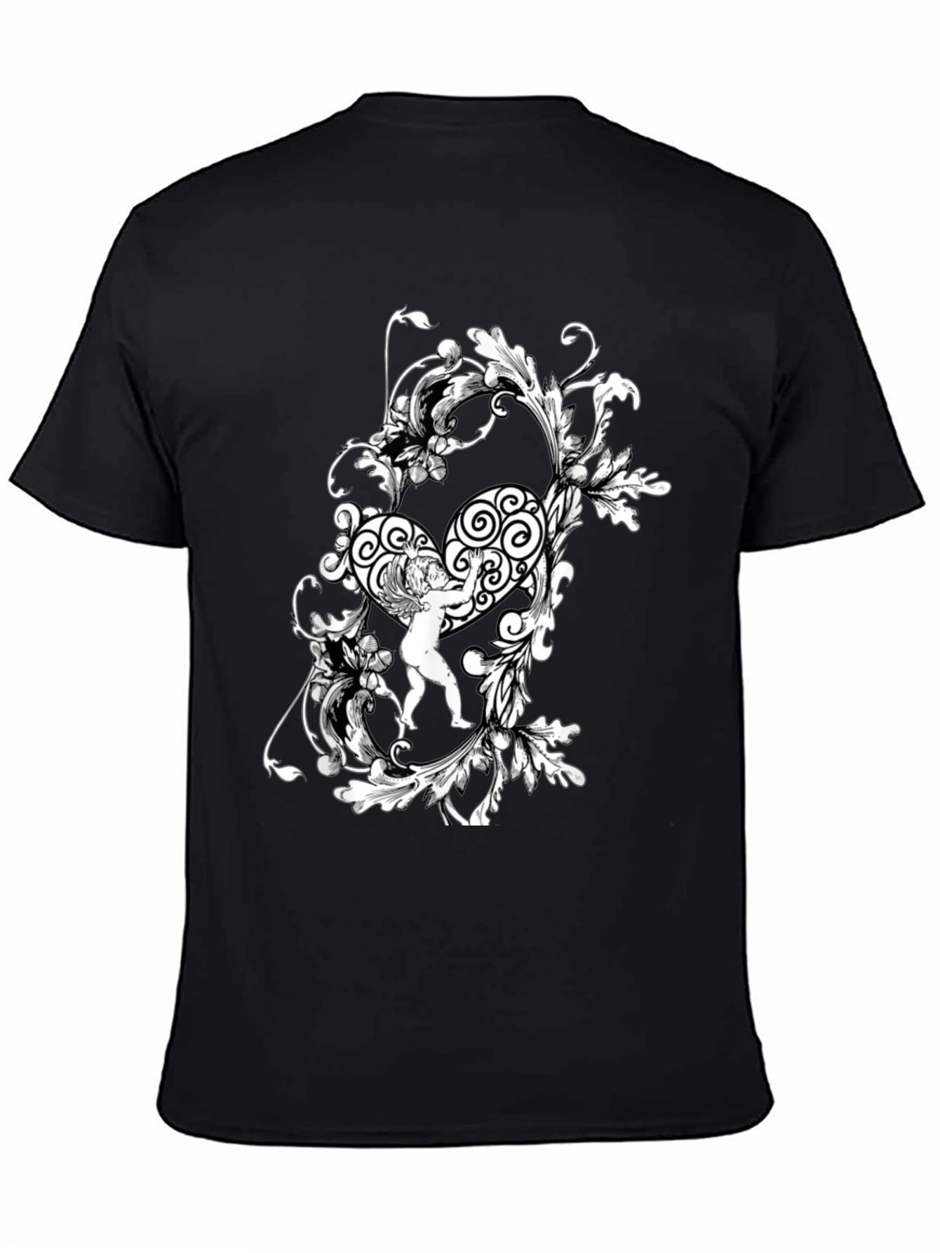 Ornate Angel Graphic Tee - Stylish Black T-Shirt