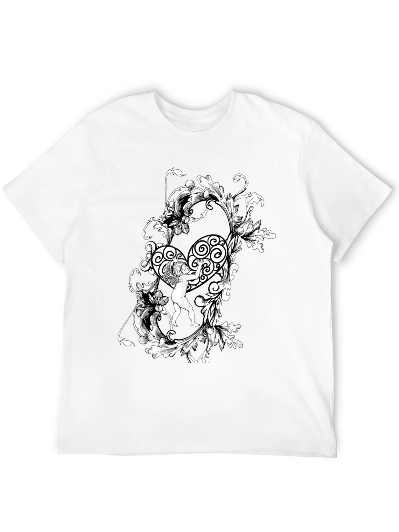 Ornate Angel Graphic Tee - Stylish Black T-Shirt