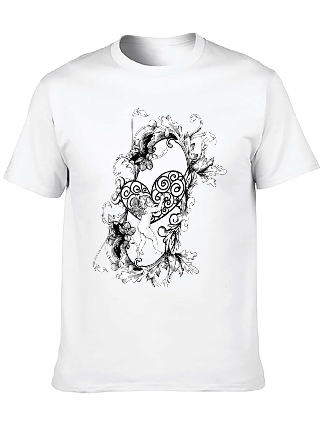 Ornate Angel Graphic Tee - Stylish Black T-Shirt
