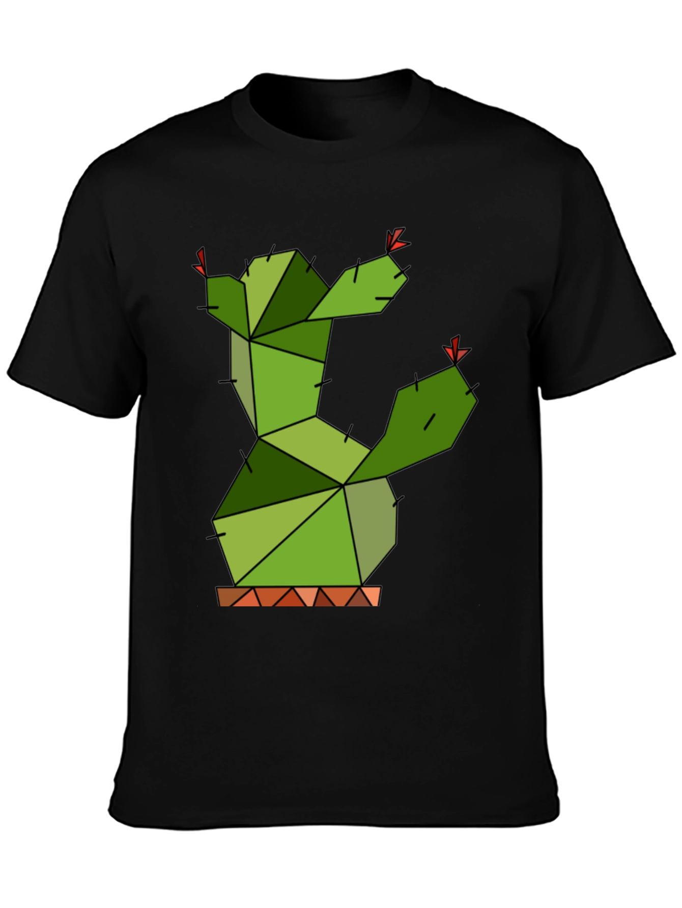 Geometric Cactus Graphic Tee - Modern Plant Lover Shirt