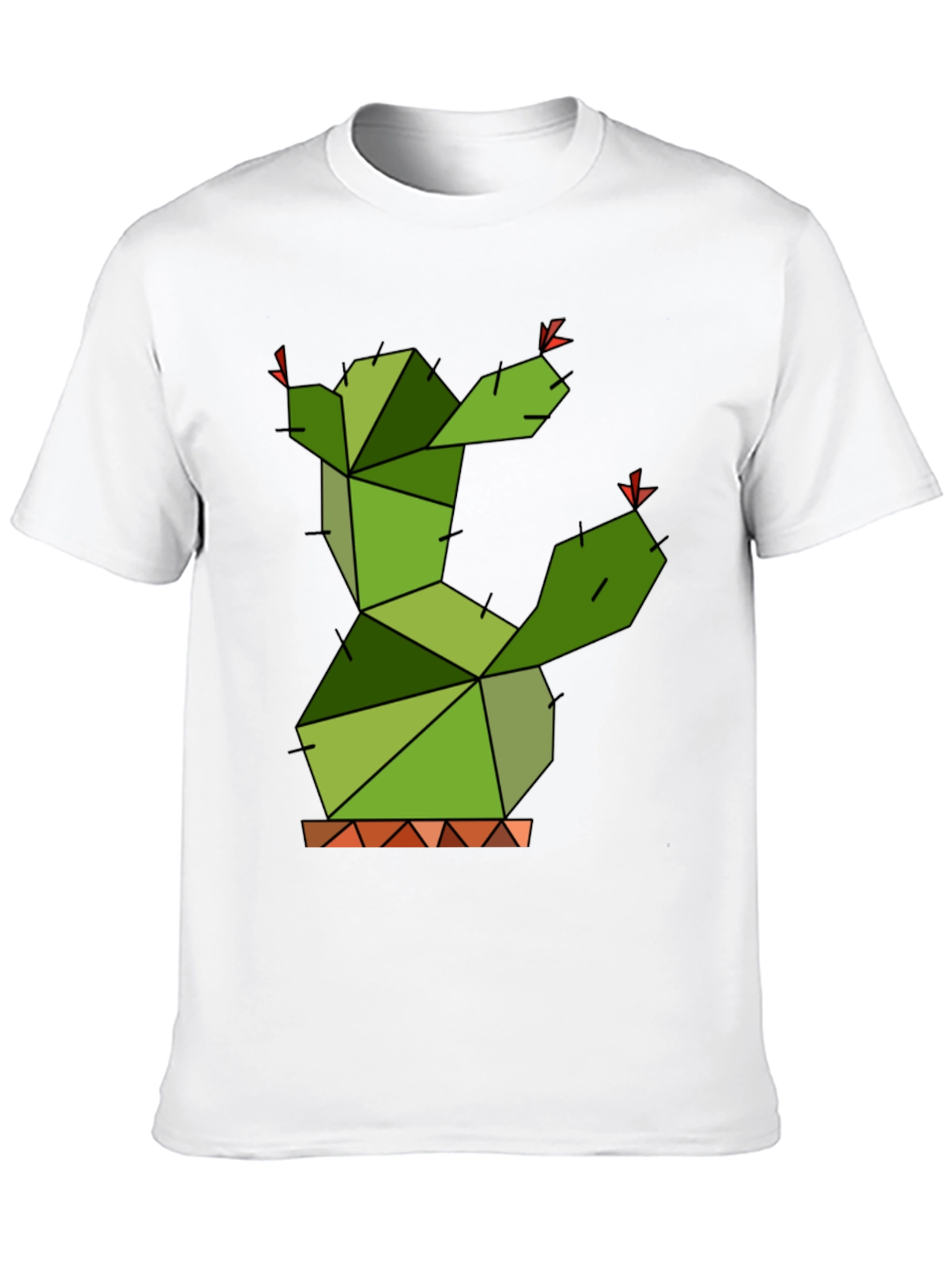 Geometric Cactus Graphic Tee - Modern Plant Lover Shirt