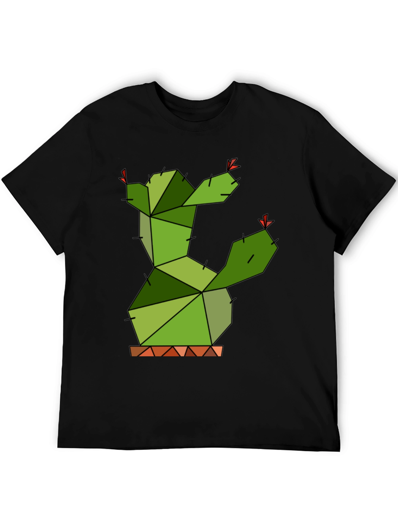 Geometric Cactus Graphic Tee - Modern Plant Lover Shirt