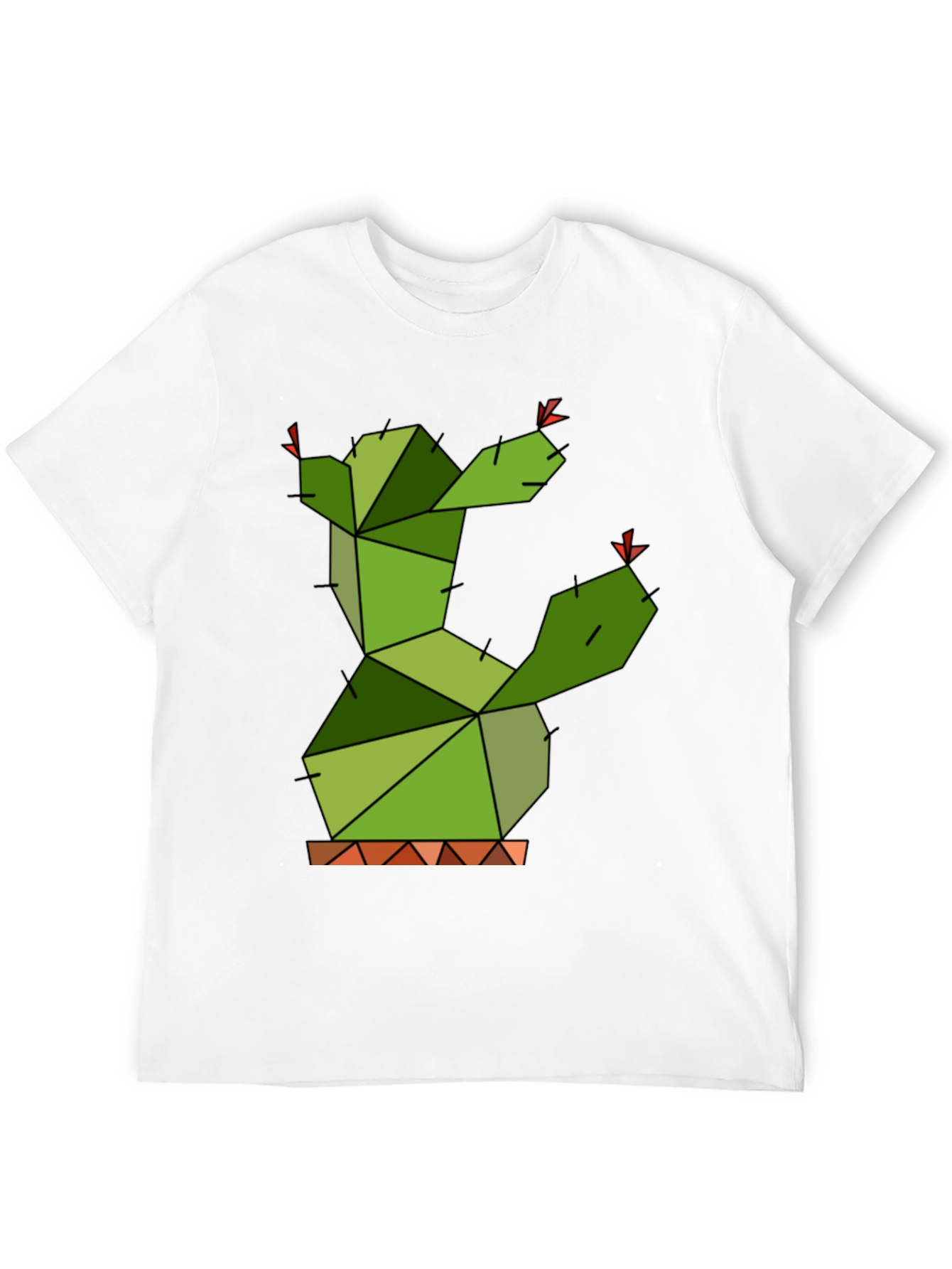 Geometric Cactus Graphic Tee - Modern Plant Lover Shirt
