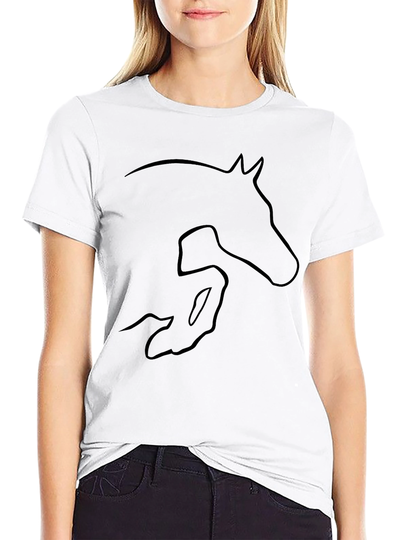 Equestrian Horse Jumping Graphic Black T-Shirt
