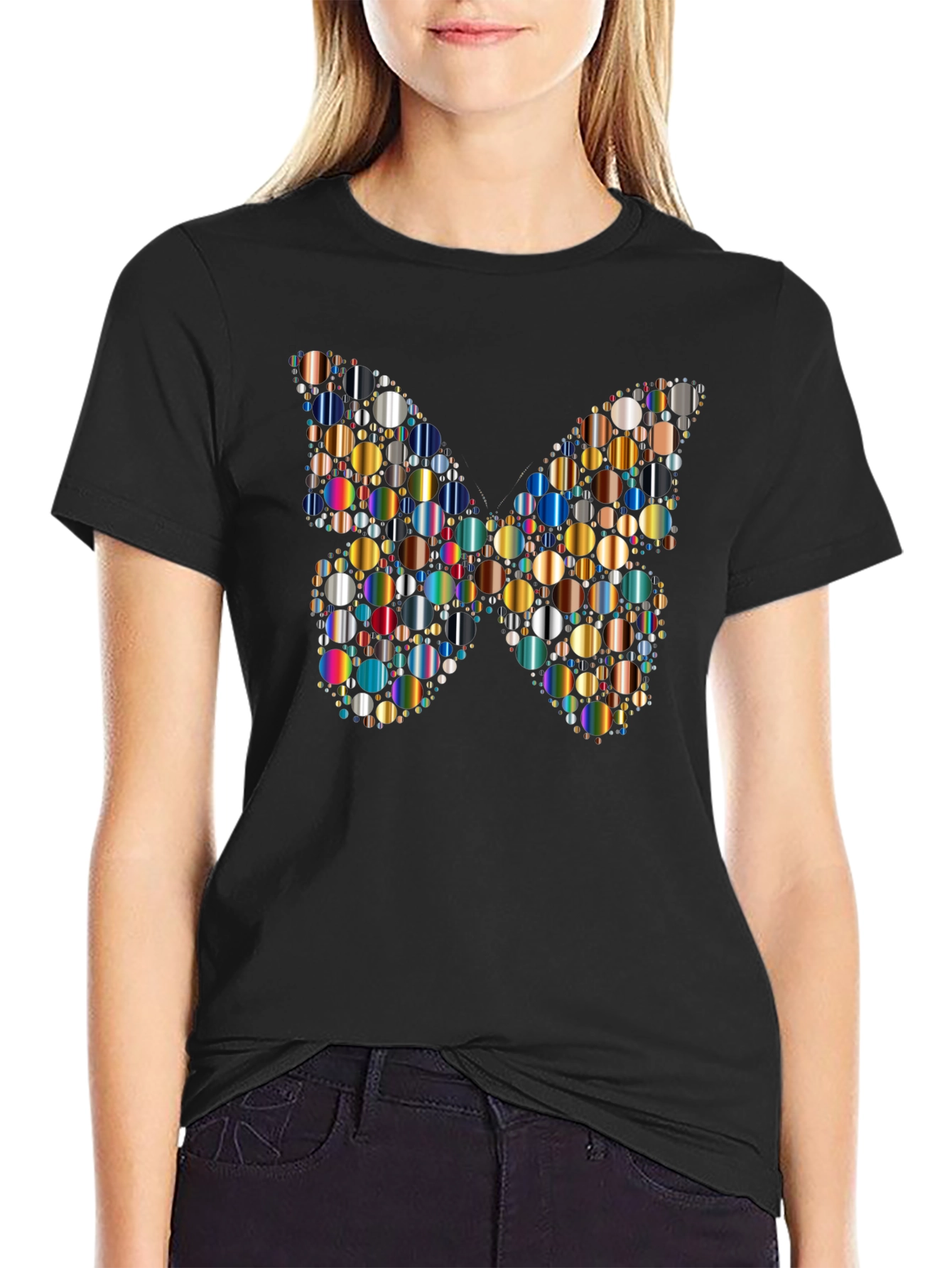 Butterfly Circles Graphic Tee - Black T-Shirt