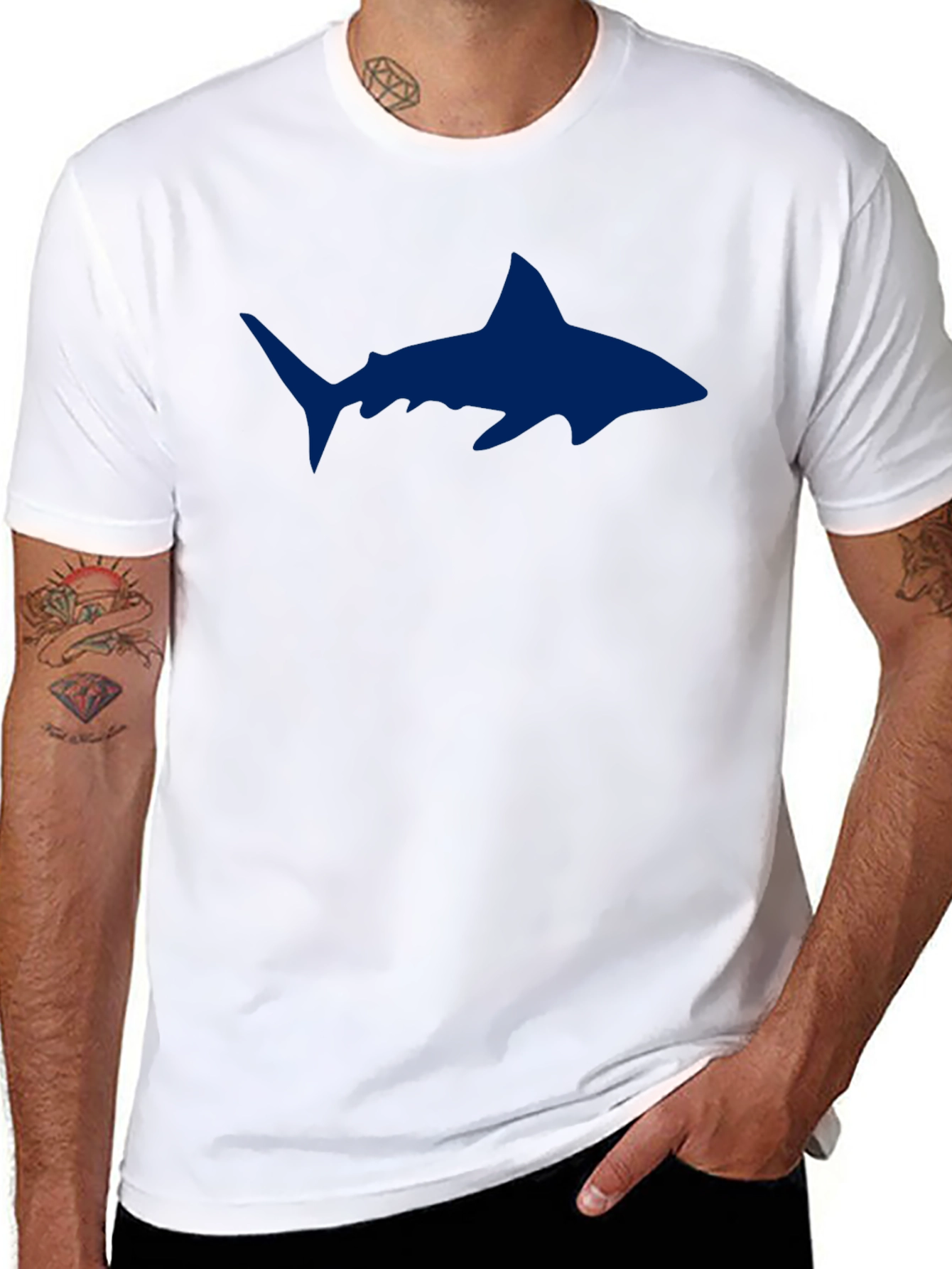 Shark Graphic Print Black T-Shirt