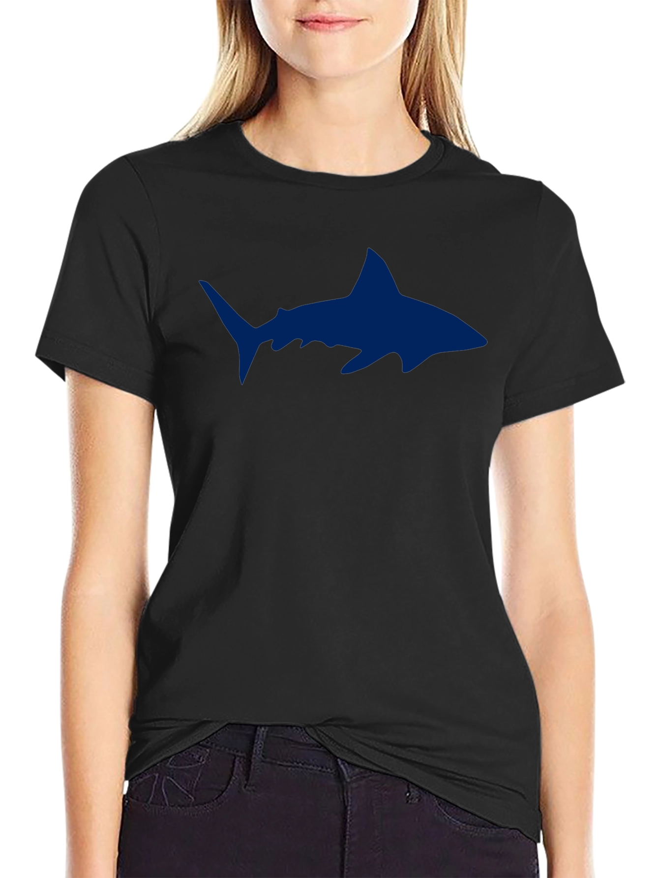 Shark Graphic Print Black T-Shirt