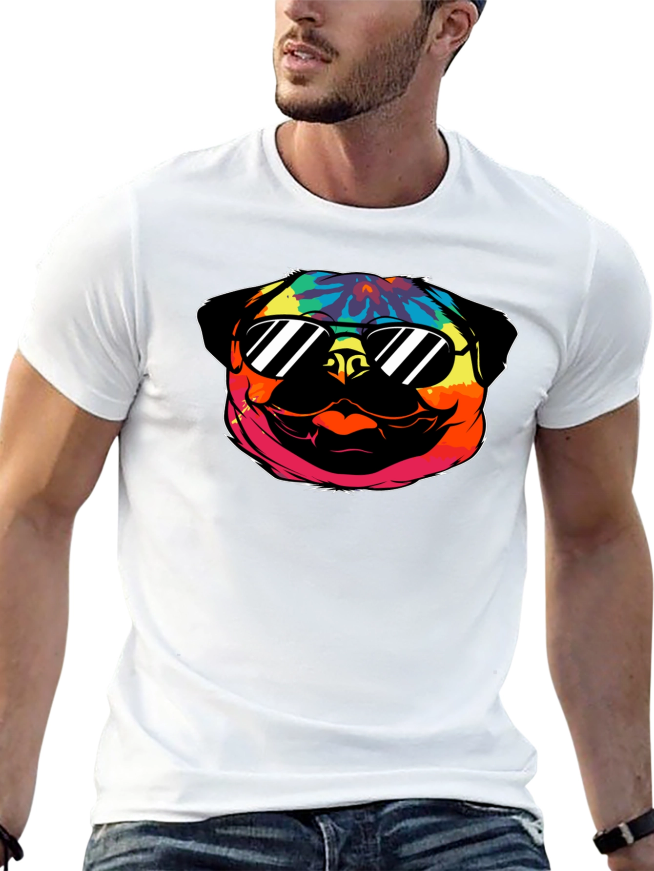 Cool Pug Graphic Tee - Black Cotton T-Shirt