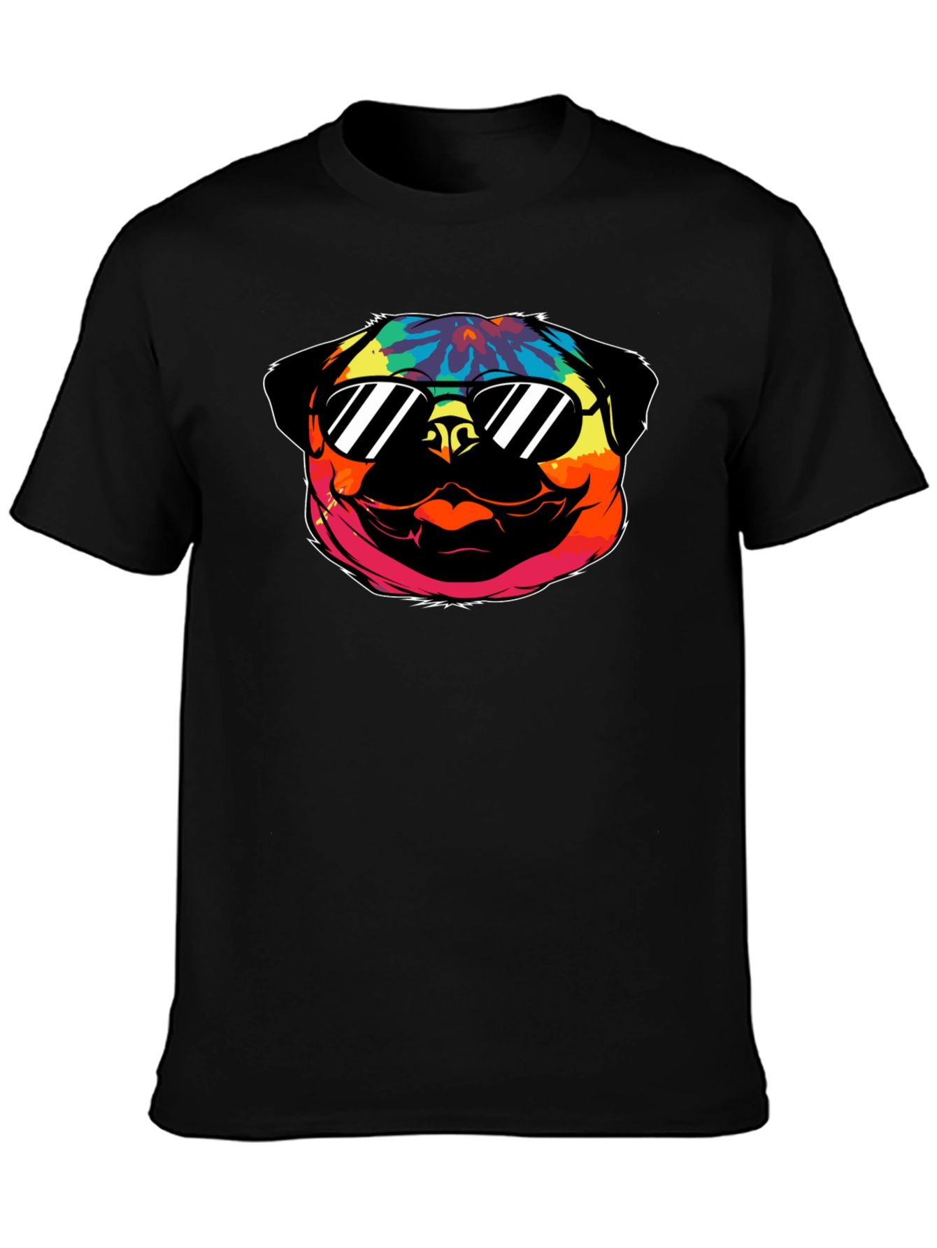 Cool Pug Graphic Tee - Black Cotton T-Shirt