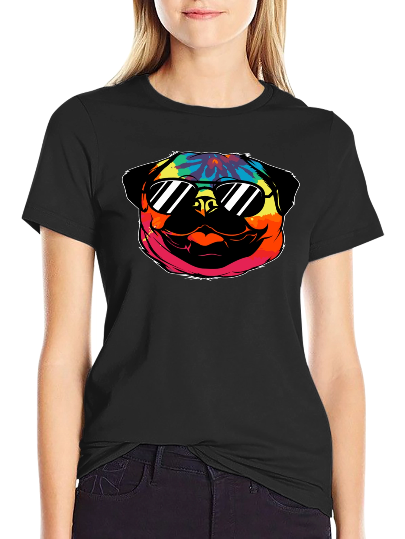 Cool Pug Graphic Tee - Black Cotton T-Shirt