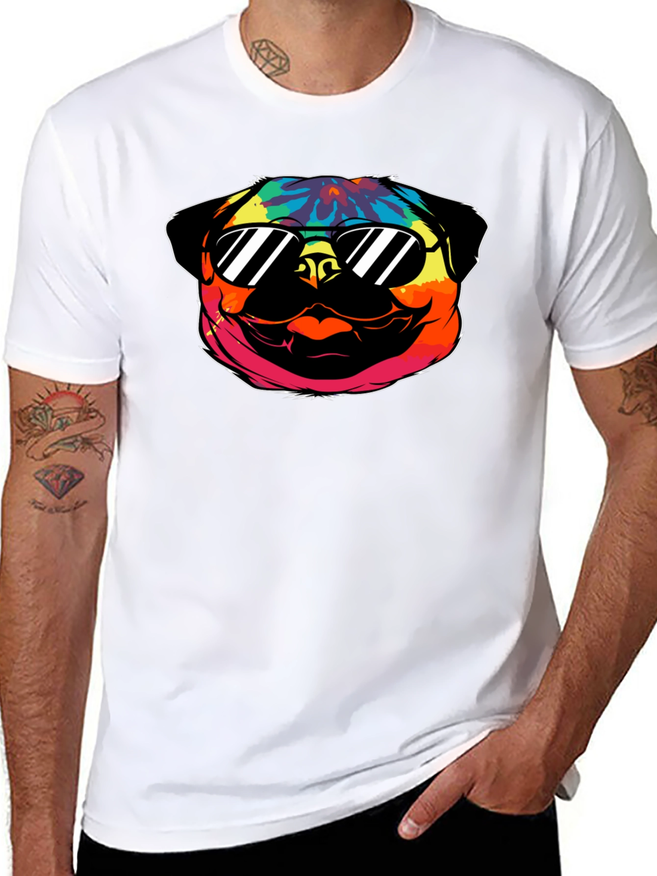 Cool Pug Graphic Tee - Black Cotton T-Shirt