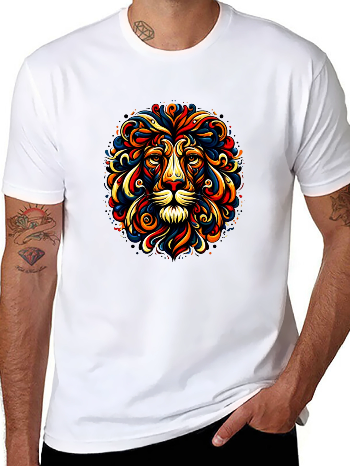 Lion Art Black T-Shirt - Vivid Graphic Tee