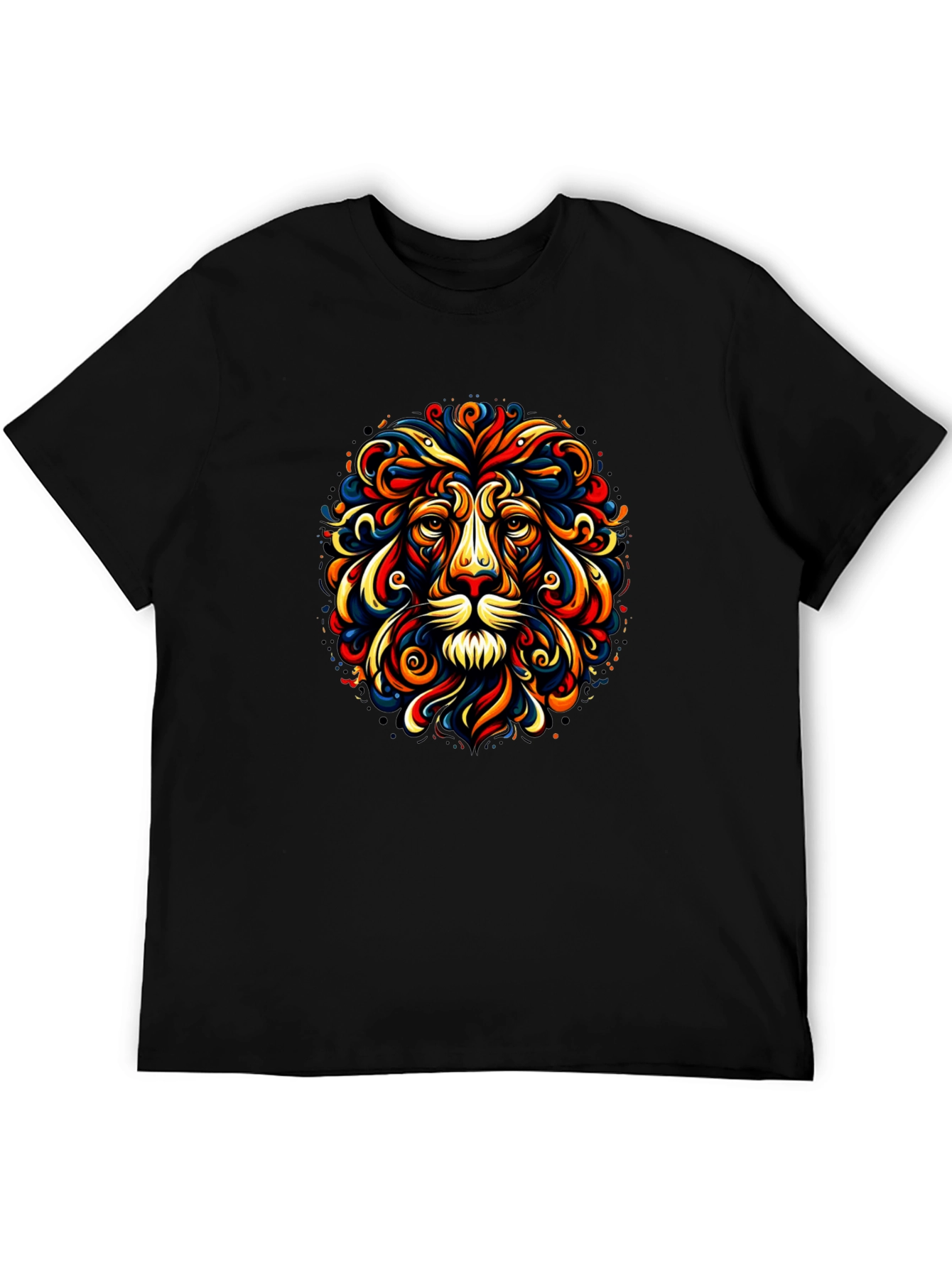 Lion Art Black T-Shirt - Vivid Graphic Tee