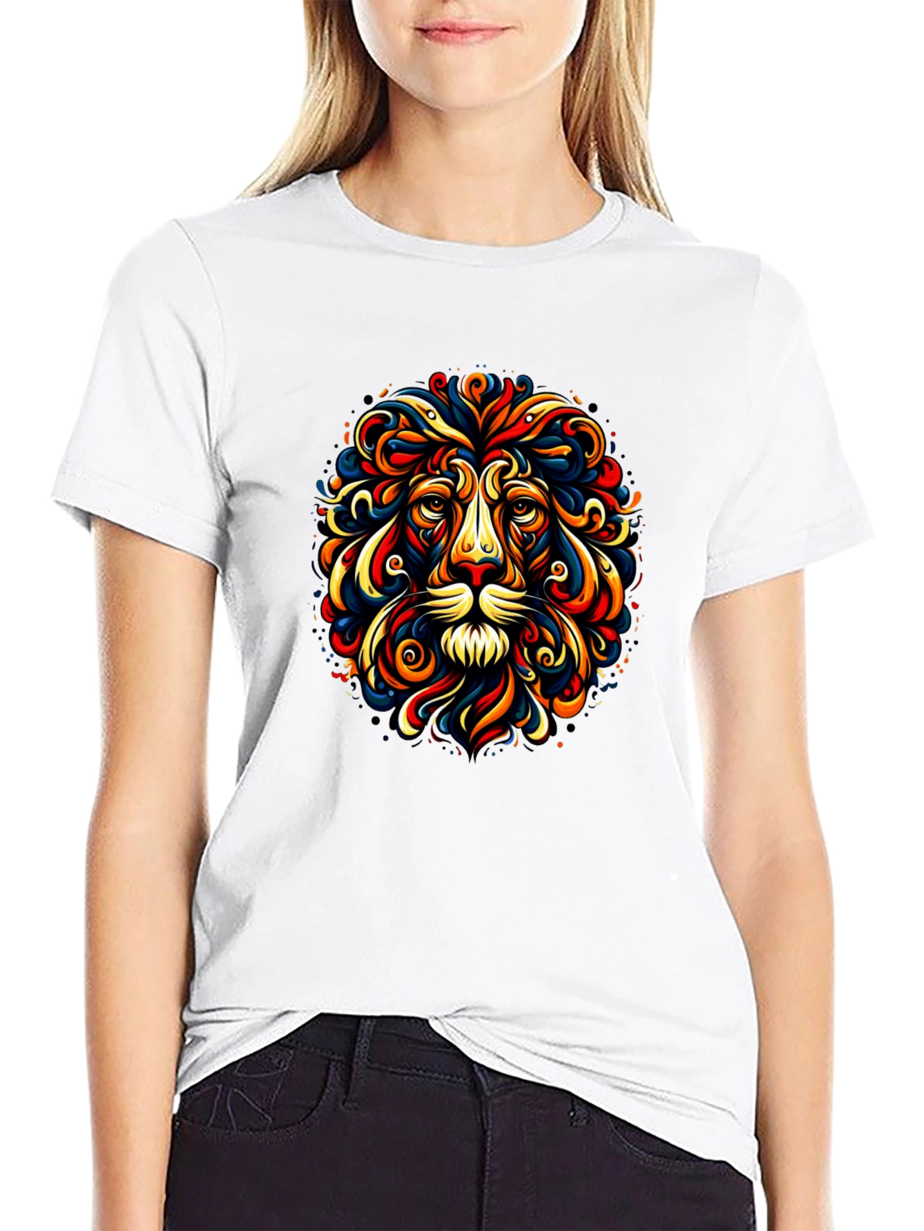 Lion Art Black T-Shirt - Vivid Graphic Tee