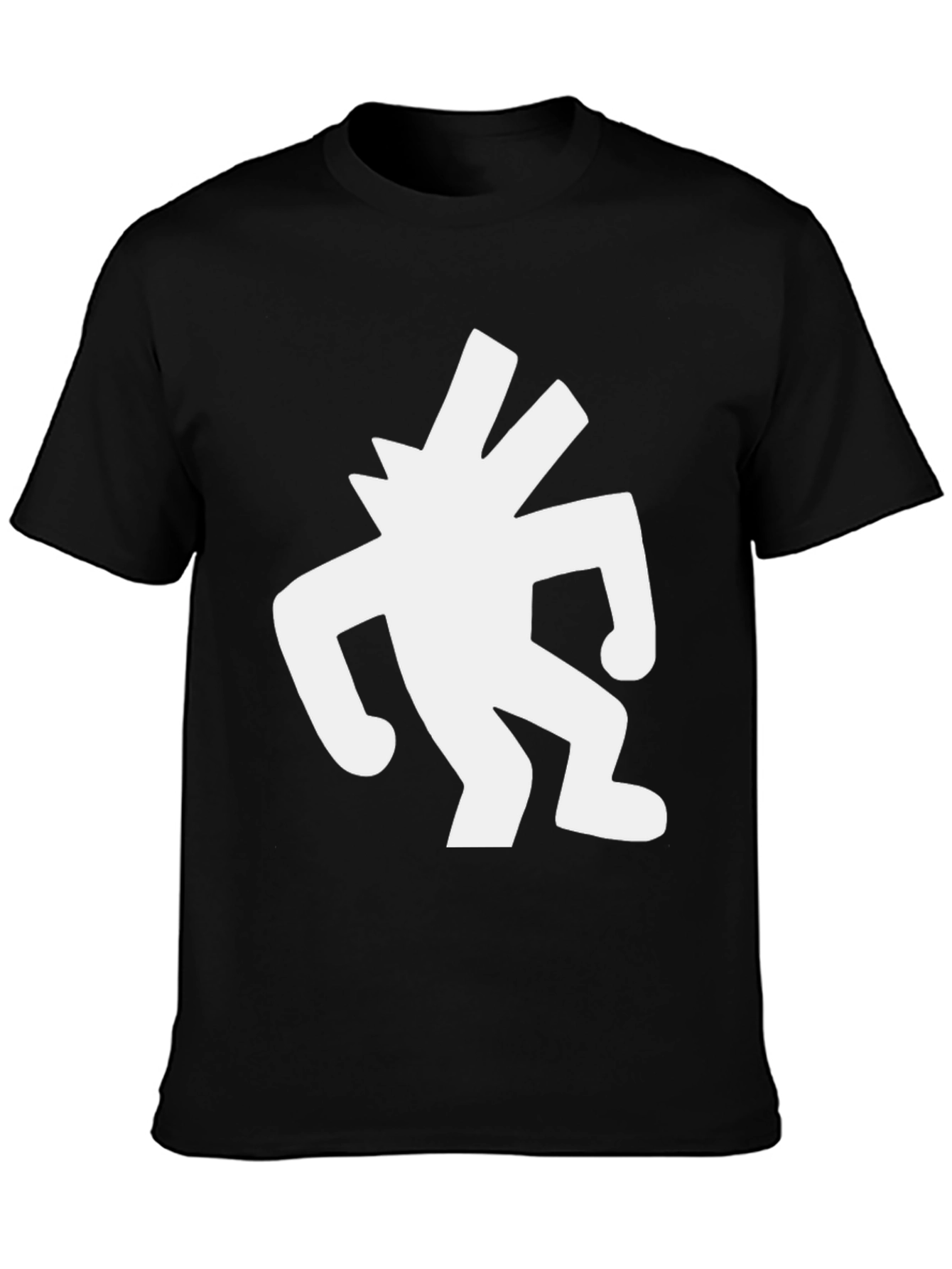 Black T-Shirt with White Abstract Figure Graphic