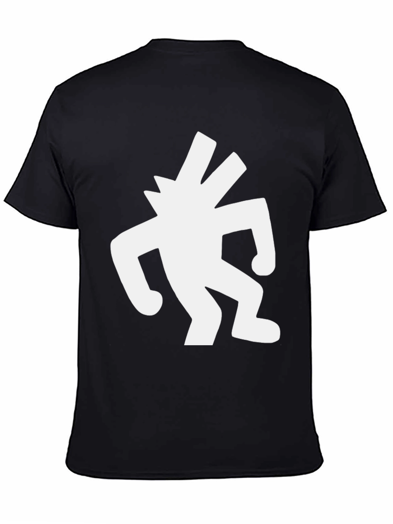 Black T-Shirt with White Abstract Figure Graphic