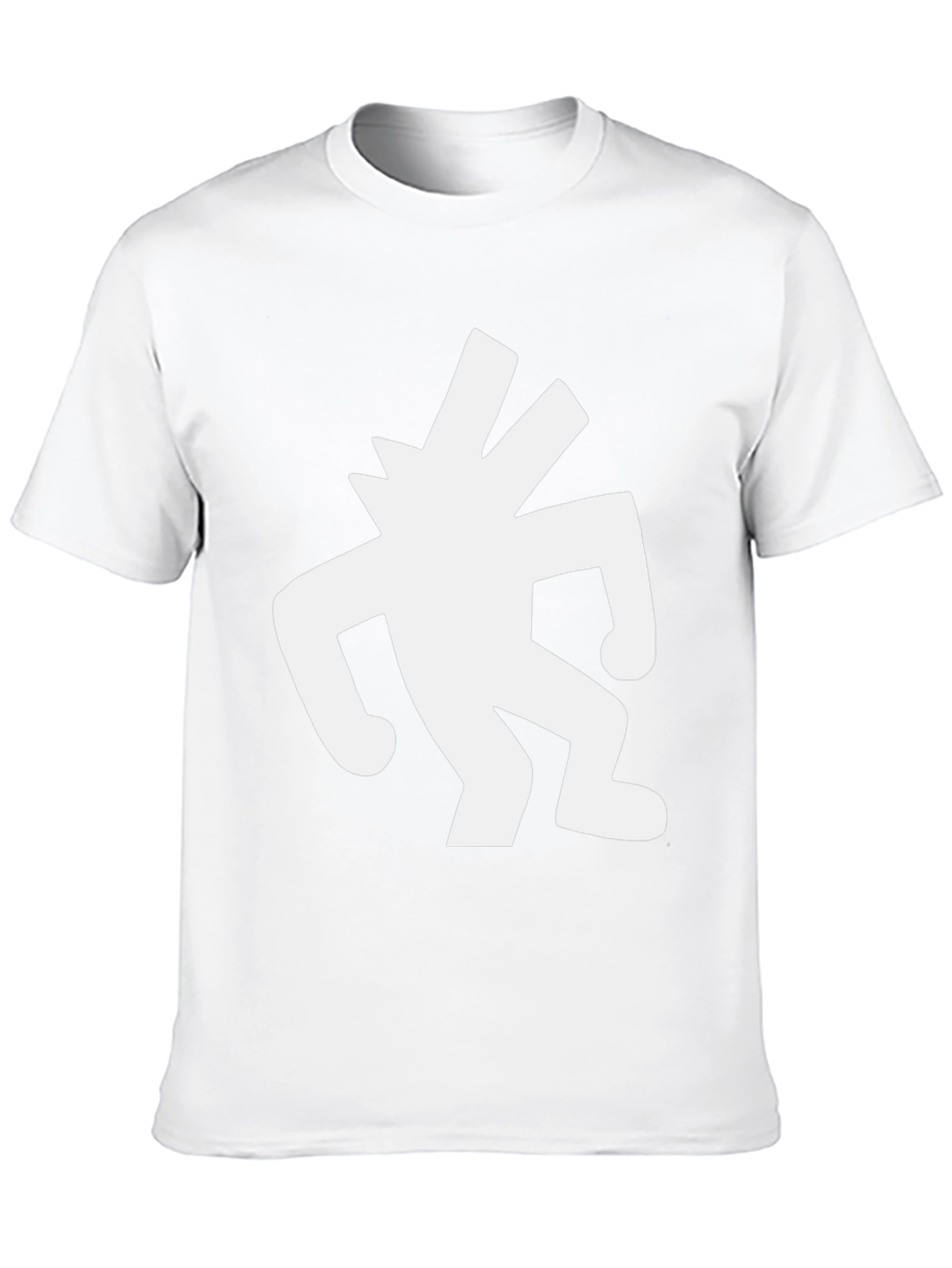 Black T-Shirt with White Abstract Figure Graphic