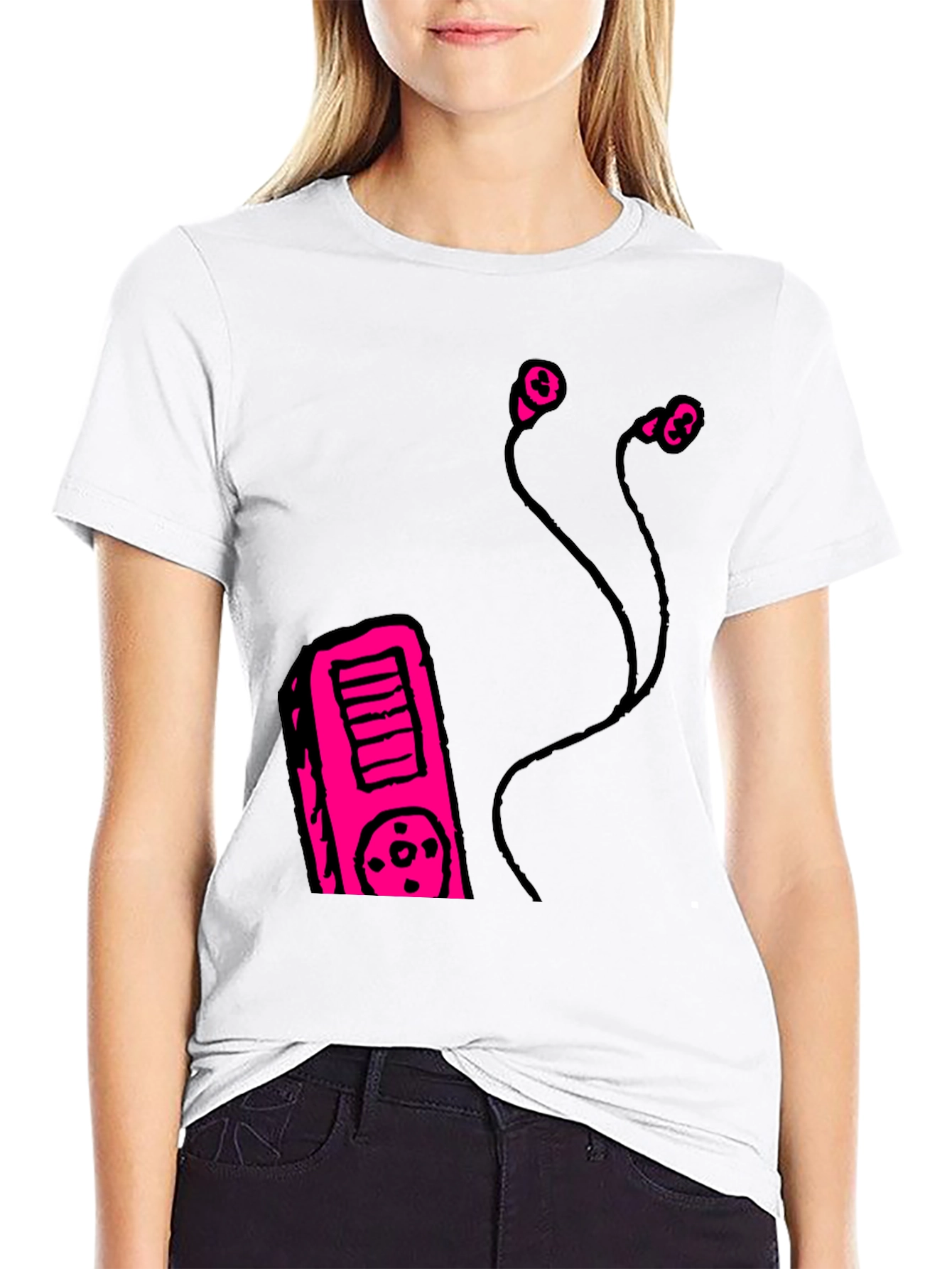 Retro Music Player Graphic Tee - Black