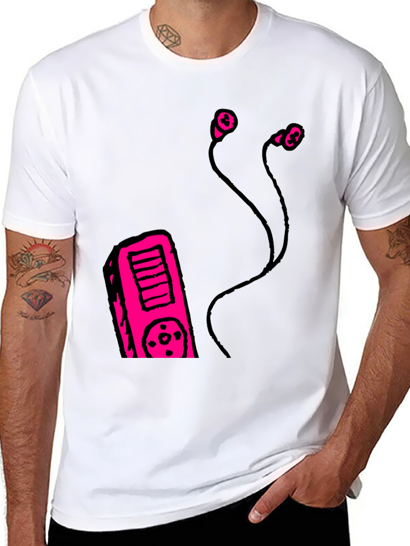 Retro Music Player Graphic Tee - Black