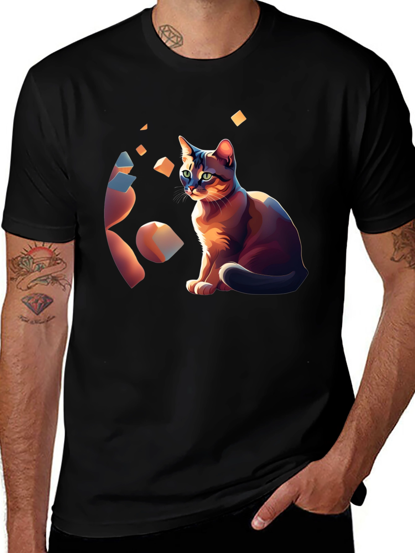 Abstract Cat Art Graphic Tee - Stylish Unisex Shirt
