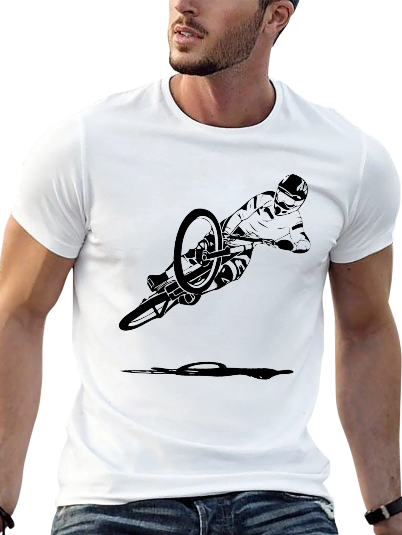 Mountain Biker Graphic Tee - Black Cotton T-Shirt