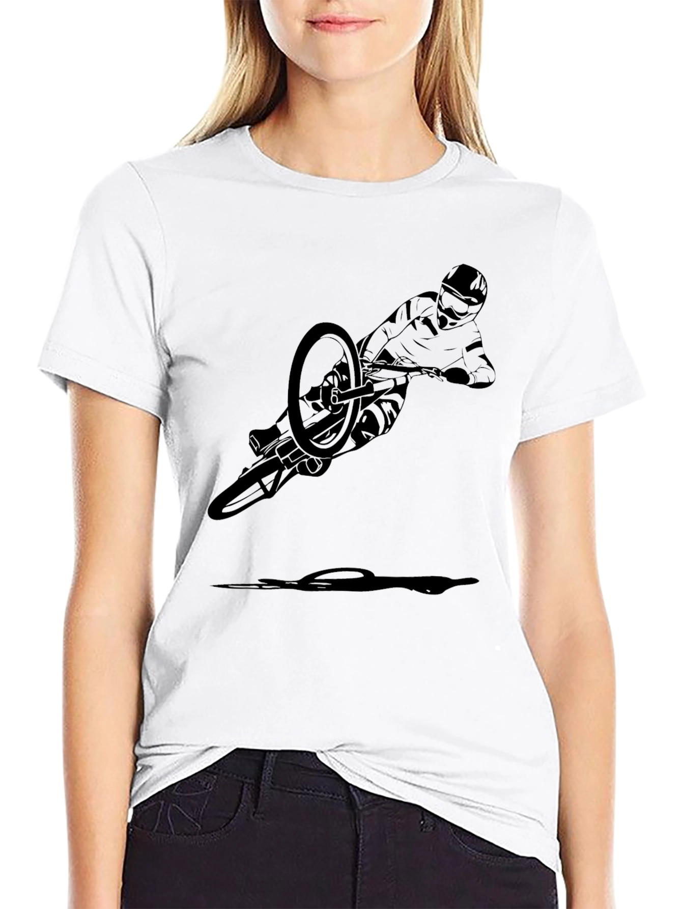 Mountain Biker Graphic Tee - Black Cotton T-Shirt