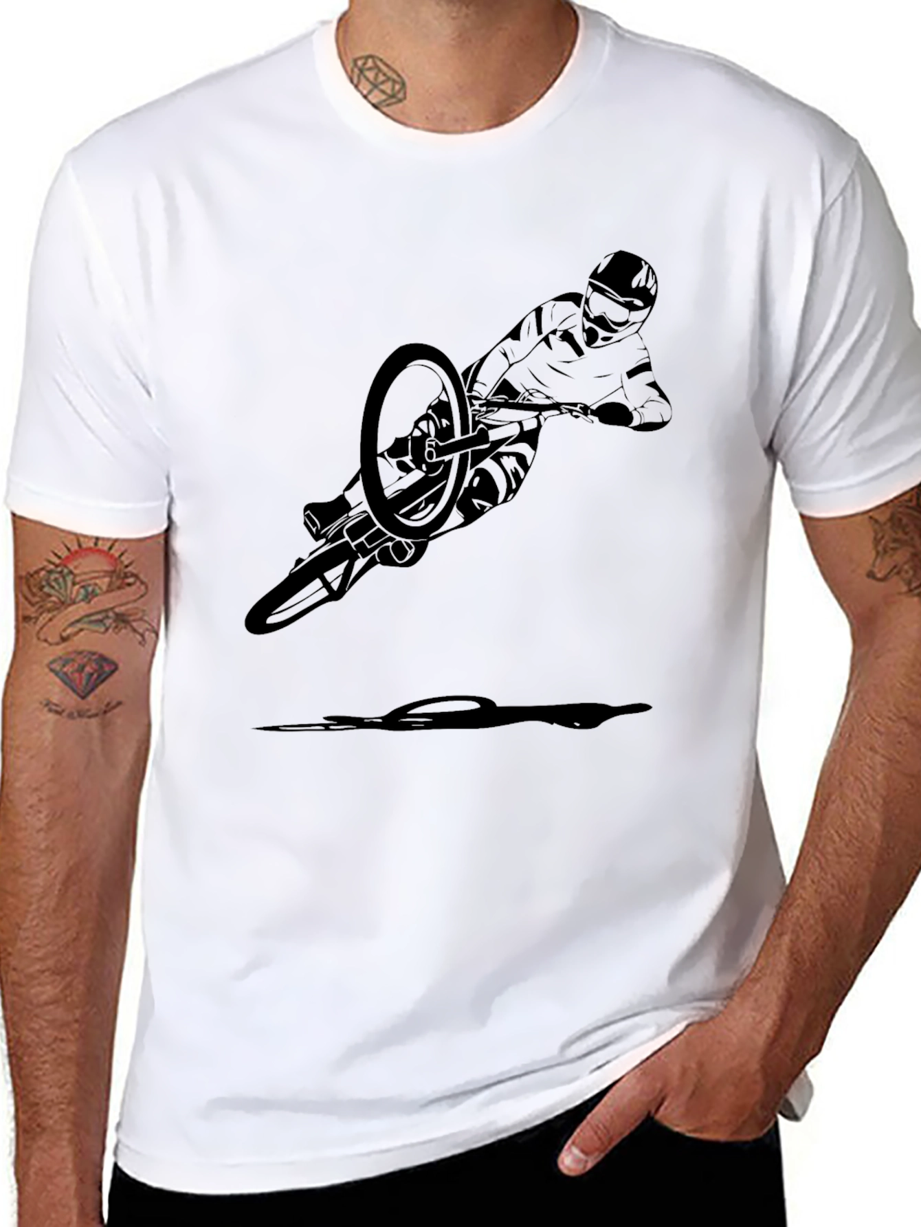 Mountain Biker Graphic Tee - Black Cotton T-Shirt