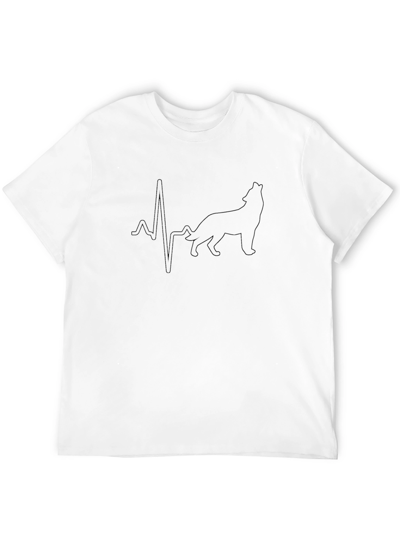 Wolf Heartbeat Graphic Tee - Black Cotton