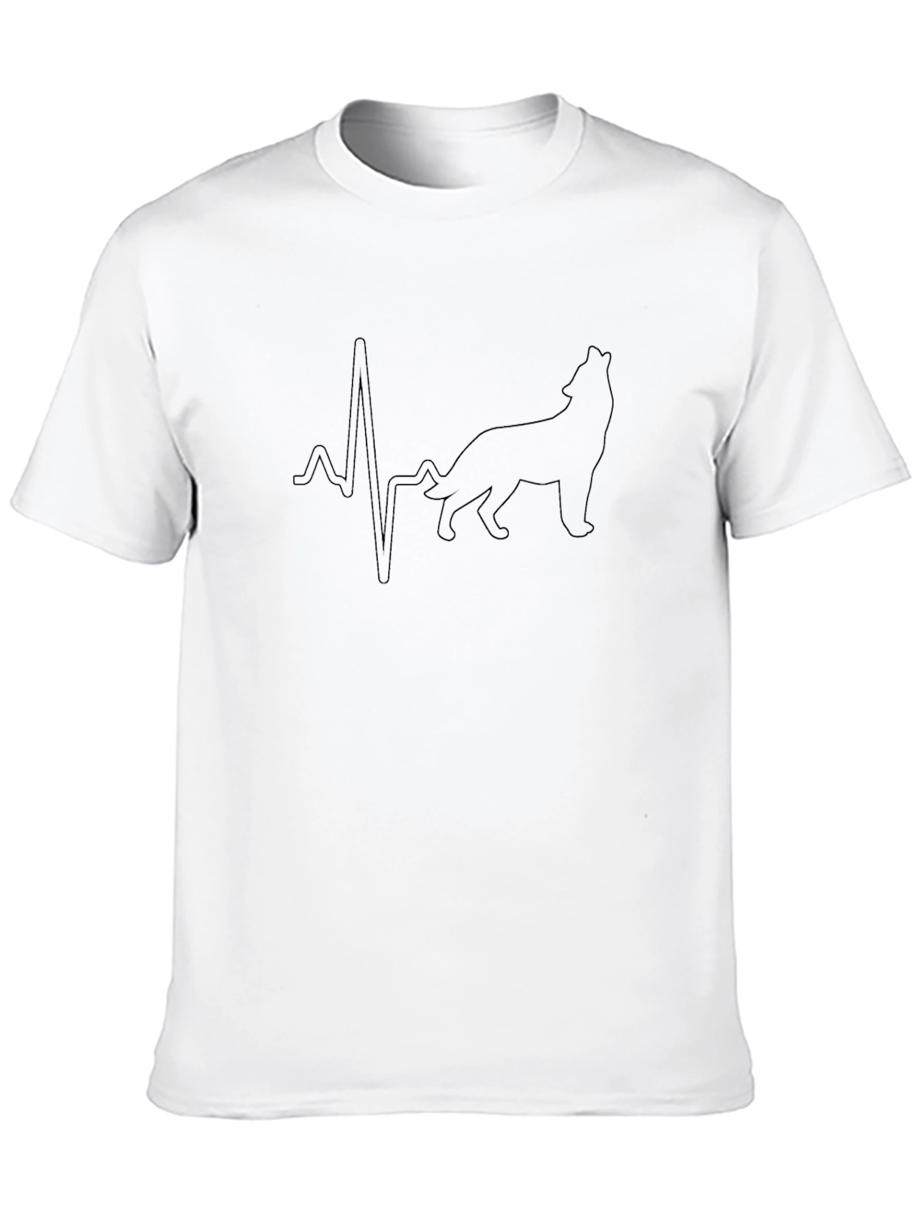 Wolf Heartbeat Graphic Tee - Black Cotton