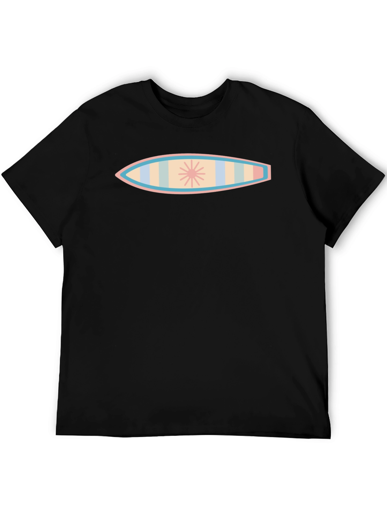 Surfboard Graphic T-Shirt - Black Cotton Blend