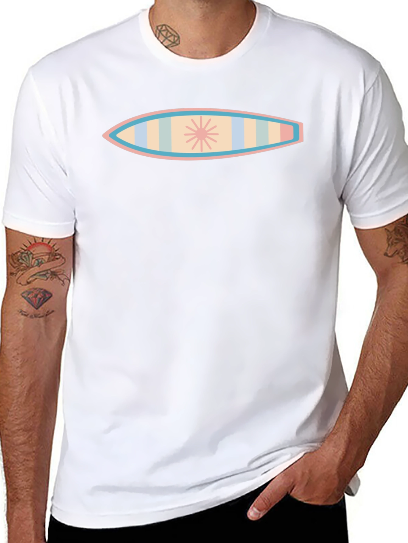 Surfboard Graphic T-Shirt - Black Cotton Blend